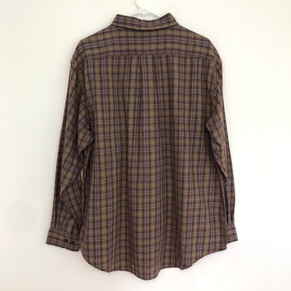 NEW NWT ROUNDTREE YORKE Mens Tan Brown Blue White Navy Plaid Cotton Button Down - Picture 8 of 10